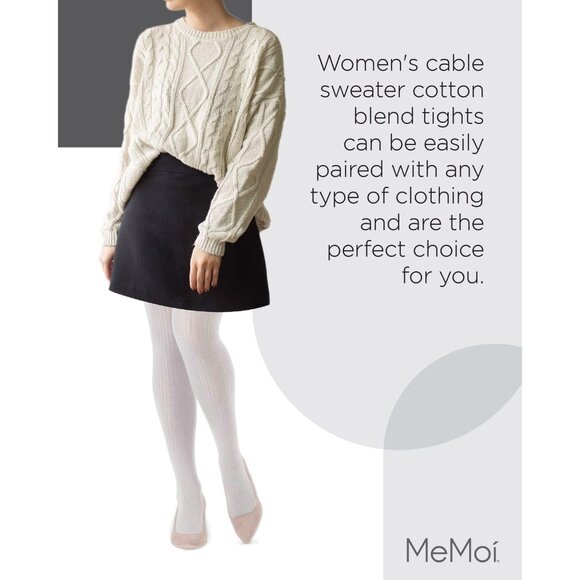 Cotton-Spandex Ribbed Tights for Women Cozy Warm Fall Winter Stylish - Picture 6 of 8